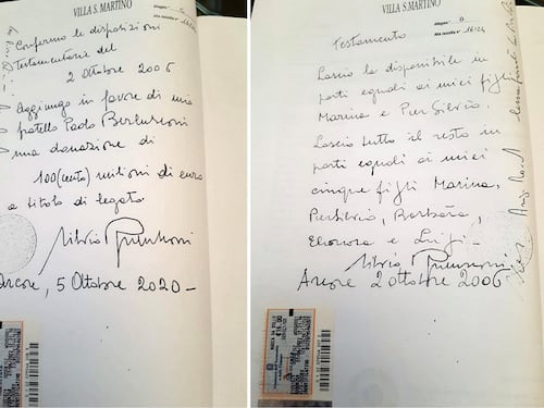 "Tanto amore per tutti voi". 100 milioni a Paolo e Marta e trenta all'amico Dell'Utri