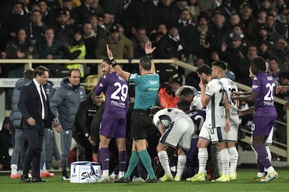 Paura in campo a Firenze, Bove si accascia a terra 1