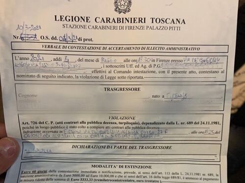 Sorpreso a fare pipì in strada: maxi multa di 3mila euro
