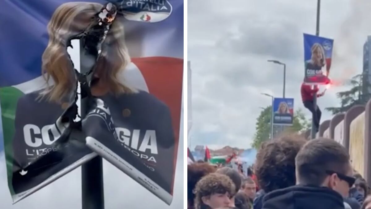 25 aprile, vergogna al corteo di Bologna: bruciate le foto della Meloni