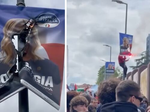 25 aprile, vergogna al corteo di Bologna: bruciate le foto della Meloni