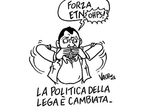 Vignetta choc di Vauro: pur di attaccare Salvini sfrutta il dramma dell'Etna