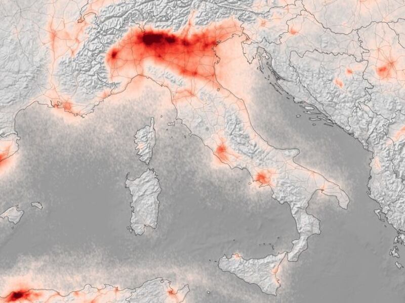 Inquinamento pre-Covid, mappa satellitare del marzo 2019