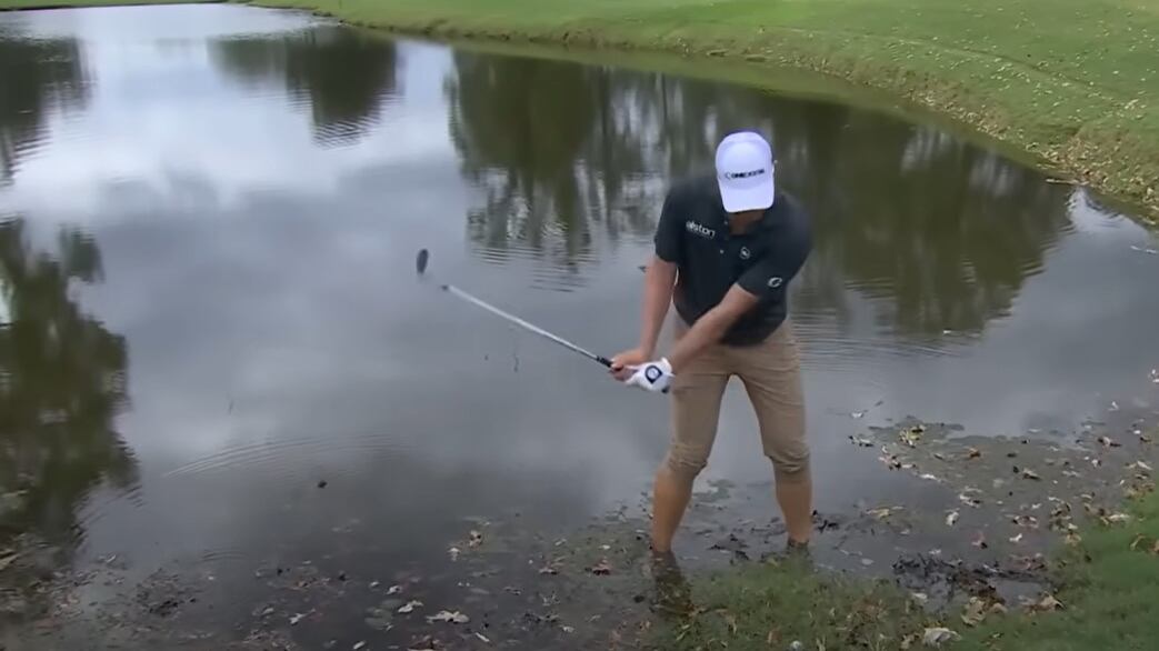 Gioca a golf con un alligatore a due metri: il colpo più coraggioso