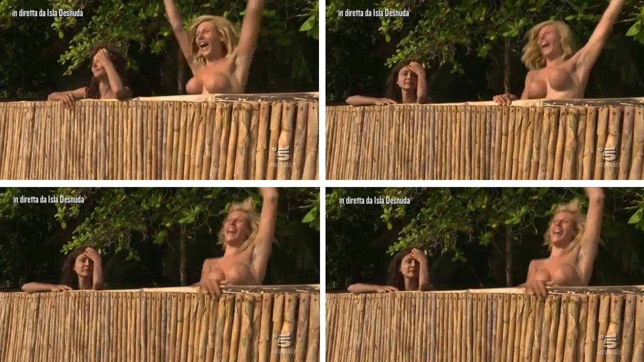 Paola Caruso va fuori di seno in diretta all'Isola dei famosi