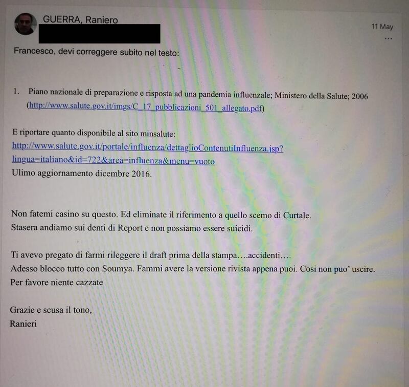 Mail Guerra a Zambon