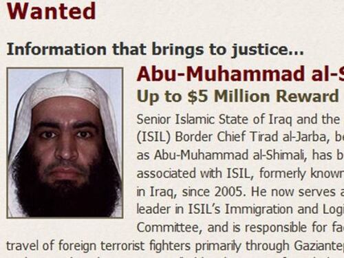 Una taglia di 5 milioni di dollari sul leader Isis che aiuta i jihadisti ad entrare in Siria