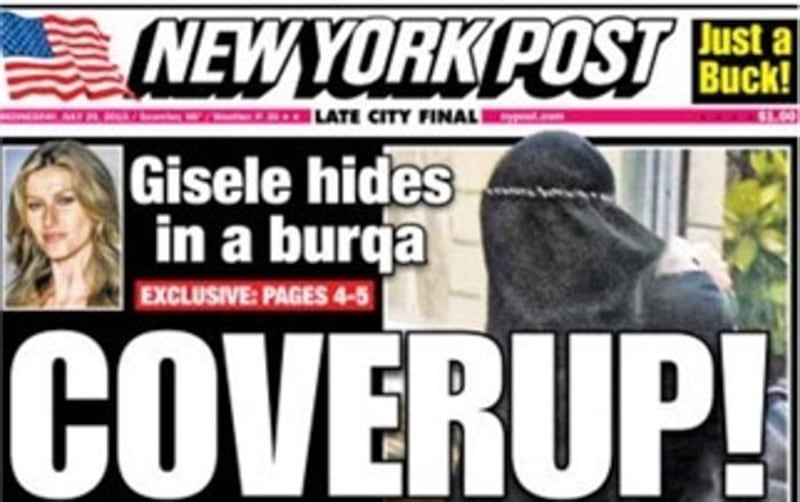 La copertina del New York Post su Gisele Bundchen