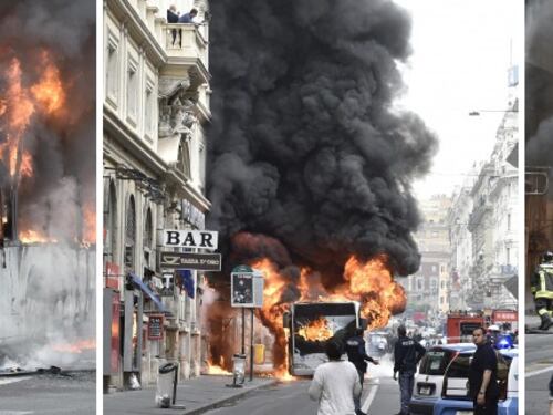 Un ferito nel rogo di un autobus Atac in pieno centro a Roma