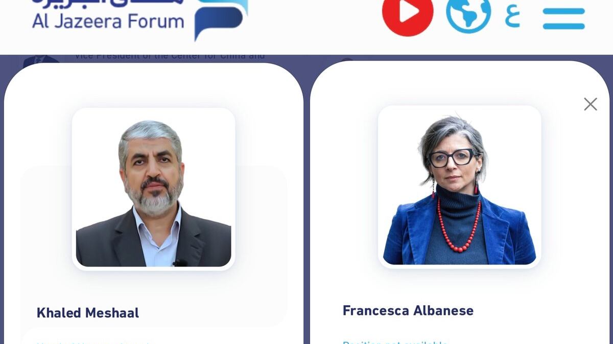 Albanese senza vergogna: al Forum col capo di Hamas