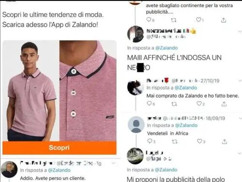 "Mai la polo di un un ne**": insulti razzisti al modello di colore