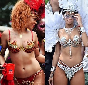 Rihanna al Carnevale delle Barbados Tutta piume e davvero pochi vestiti 3