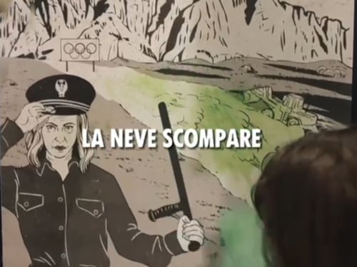 “Ecovandali”. Gli attivisti accusano il governo e “travestono” Meloni: i manifesti a Torino contro le Olimpiadi