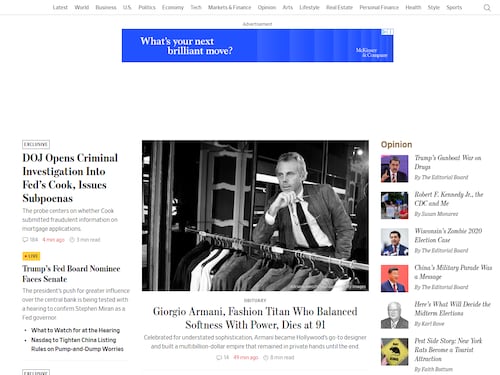 Dalla Tass alla Cnn la morte dello stilista sui siti internazionali