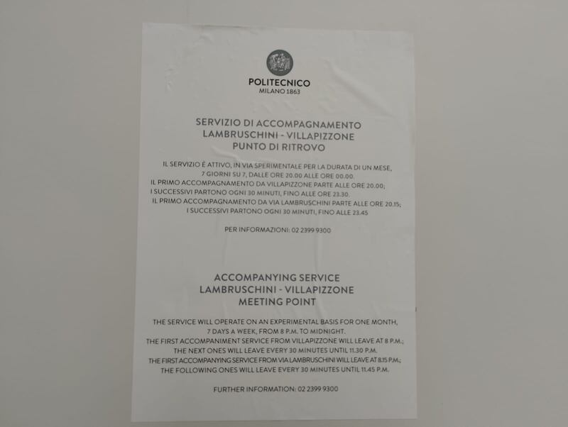 Universitari del Politecnico di Milano Bovisa scortati dai vigilantes 1