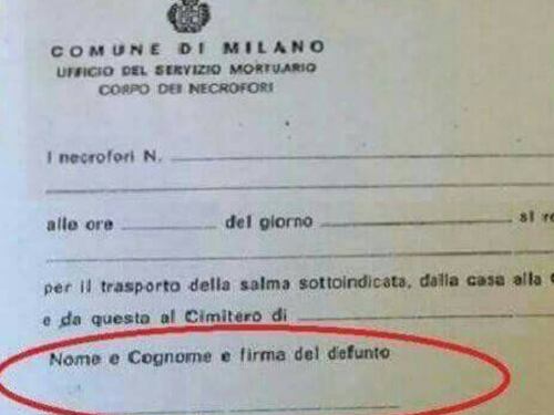 Se per il funerale il Comune chiede la firma del defunto