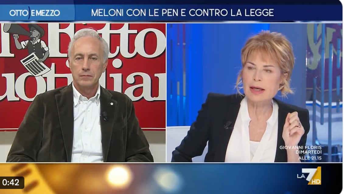 “Per Meloni è un reato poco grave?”. Ma Travaglio asfalta Gruber su Le Pen