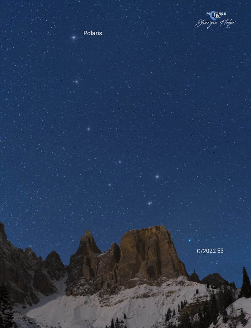 cometa di Neanderthal - foto di Giorgia Hofer presso il gruppo del Cristallo nelle Dolomiti di Cortina d'Ampezzo