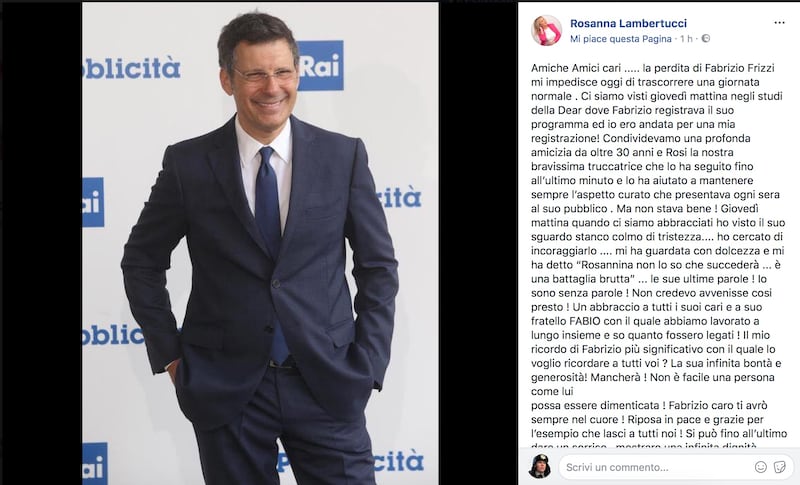 Fabrizio Frizzi, il cordoglio social dei vip 2