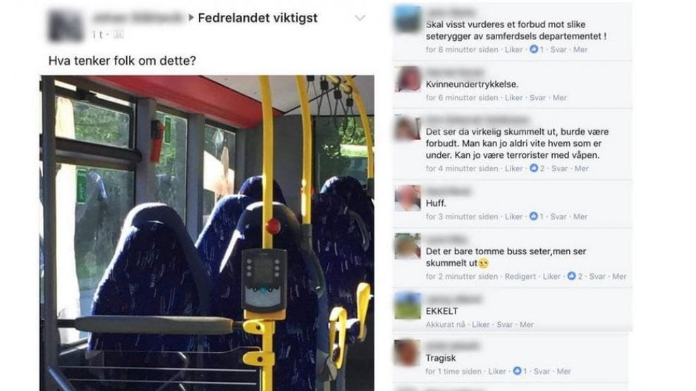 "Invasione di donne con il burqa", ma sono i sedili del bus: epic fail in Norvegia