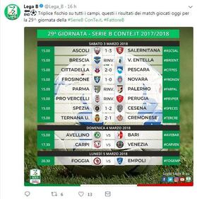 Ascoli-Salernitana 1-3 o 0-3? Anche la Lega Serie B va in tilt su Twitter 3