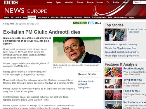 Morte di Andreotti: la stampa estera
