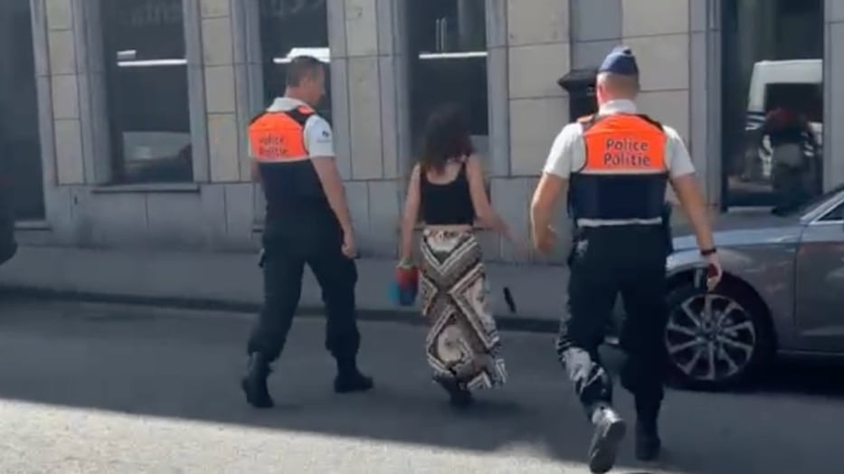 Scuderi provoca gli agenti con una bandiera della pace. Portata via dal corteo