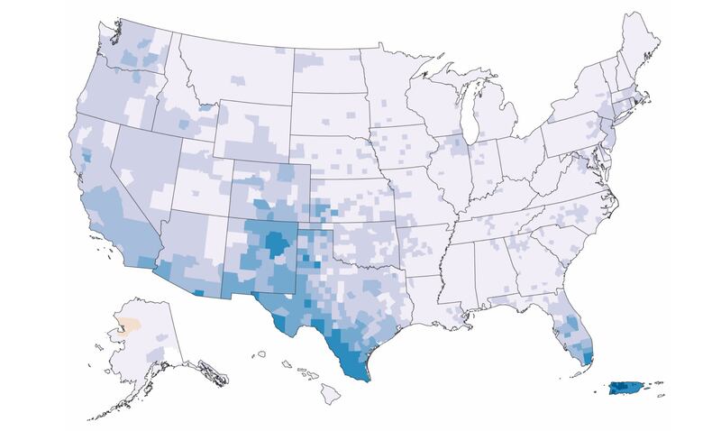 Aumento della popolazione che di definisce multirazziale nelle varie contee d'America (Fonte: Cnn)