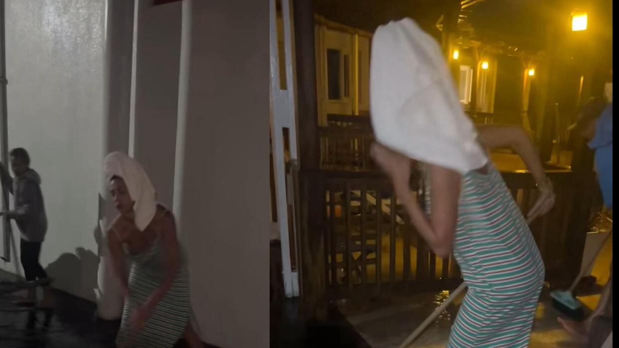 "Un disastro" e Belen scende in strada a spazzare via l'acqua: il dramma sui social