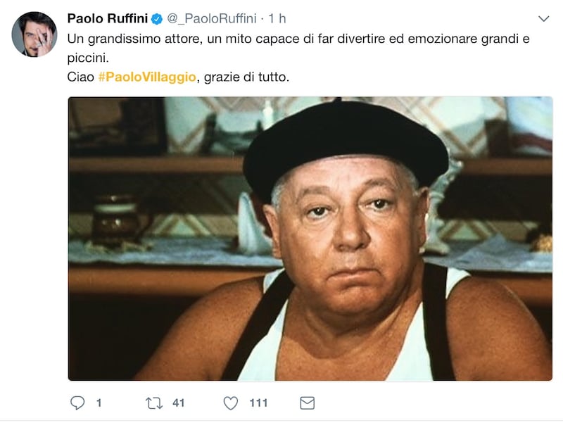 Paolo Villaggio, il messaggio dei vip 16