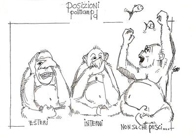 La vignetta del giorno - Le tre "scimmie" del Pd 1