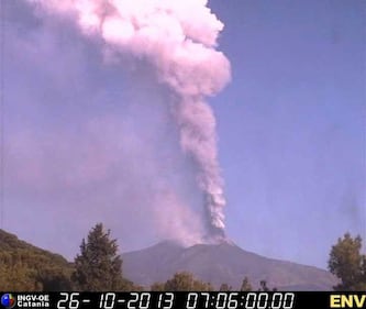 Una colonna di cenere sul vulcano dell'Etna 2