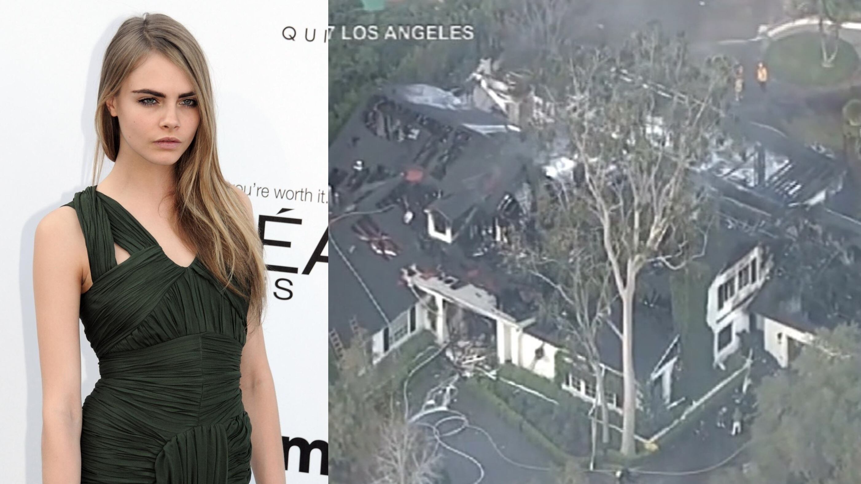 La villa di Cara Delavigne distrutta da un incendio. Le immagini choc