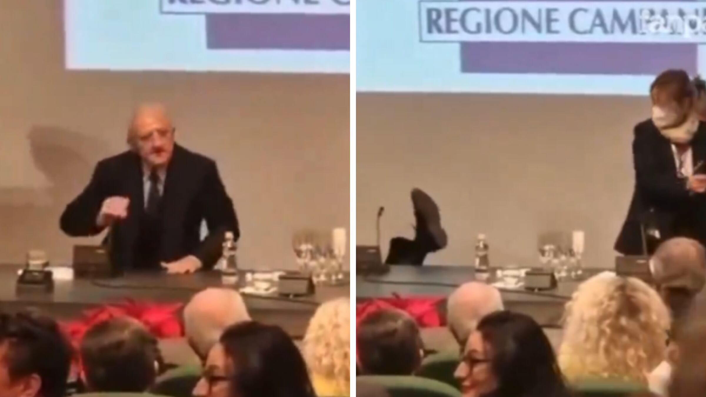 Brindisi col botto: il capitombolo di De Luca che se l'è presa con due "porta seccia"