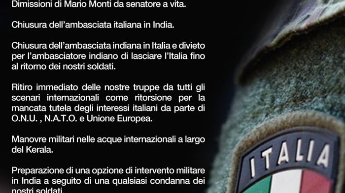 Caso marò, Casapound: "Dichiarare guerra all'India" E scoppia la polemica
