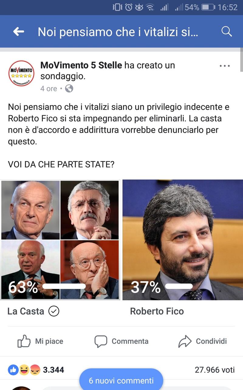Sondaggio M5S