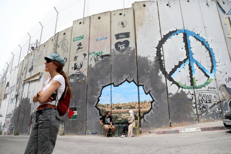 Murale con panorama a Betlemme