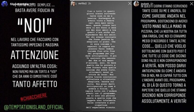 Dichiarazioni Social Temptation Island