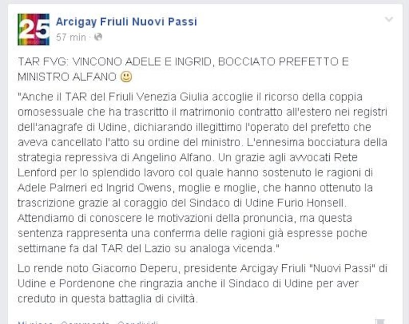 Messaggio dell'Arcigay