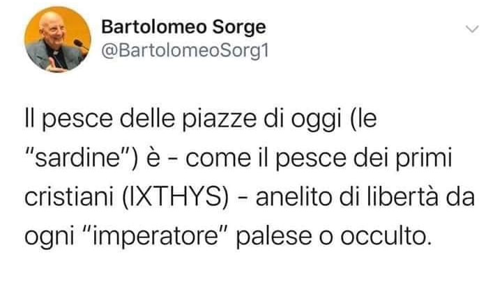 Padre Sorge sta con le sardine: "Come il pesce dei primi cristiani"