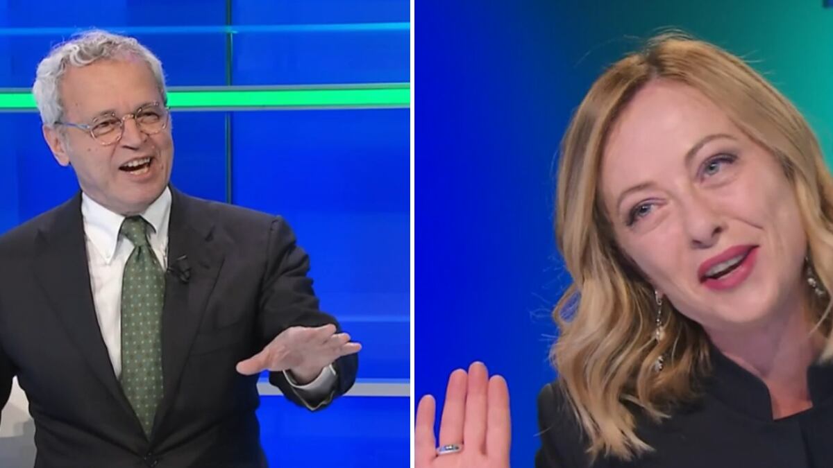 "Incontinente? No, mi tengo nana…". La gag in tv di Meloni e Mentana