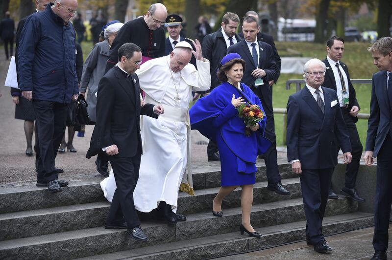 Il Papa in Svezia con la regina Silvia e re Carl Gustaf 3