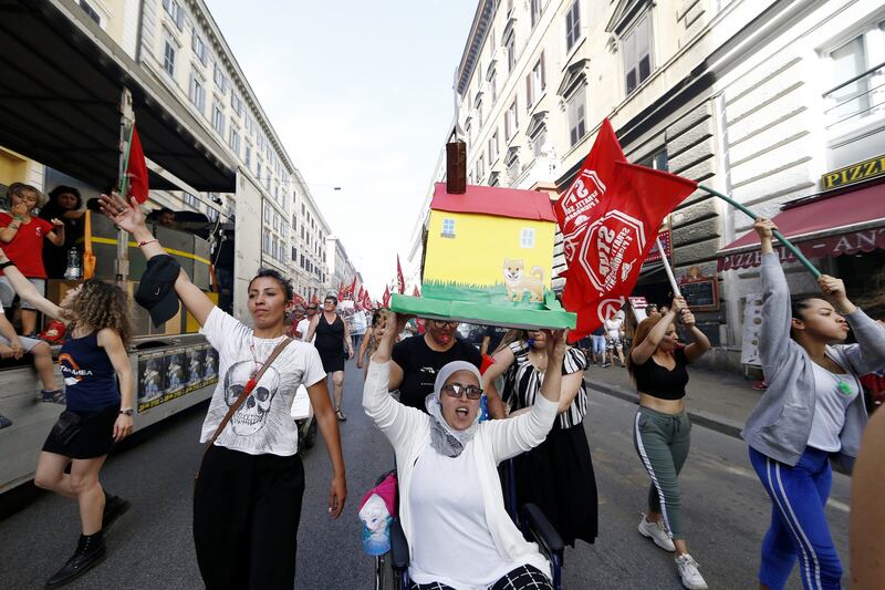 Protesta contro gli sgomberi a Roma 3