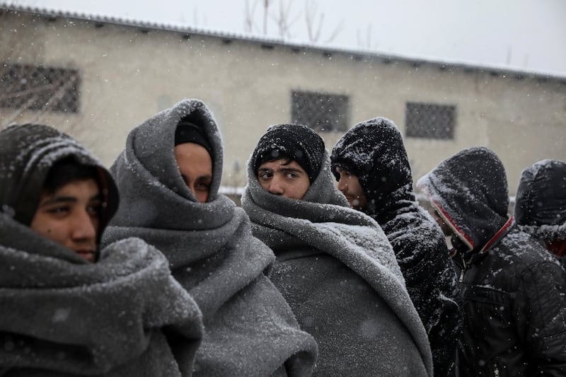Migranti in fila nella neve a Belgrado 4