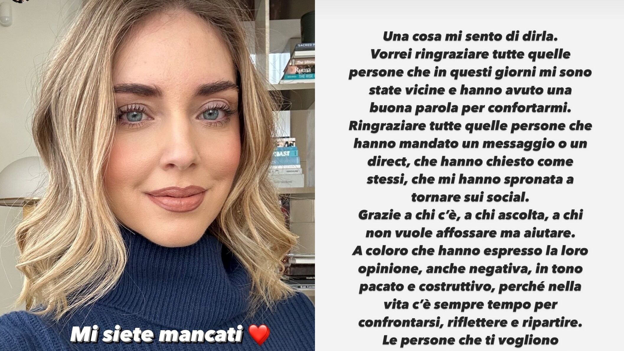 Il ritorno della Ferragni dalla bufera ai social (come se nulla fosse). "Mi siete mancati..."