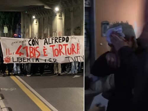 Roma, anarchici in piazza per Alfredo Cospito. Il vice capo della Digos colpito dal lancio di una bottiglia