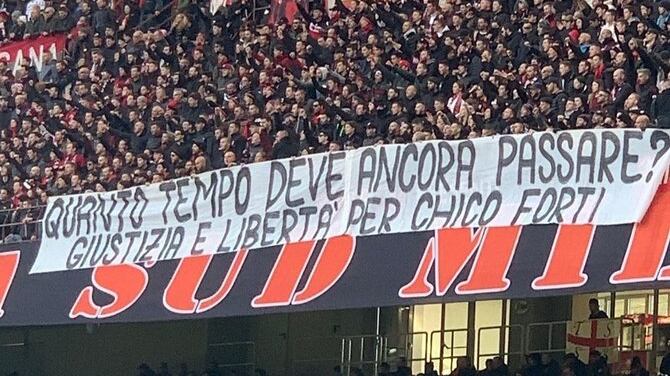Milan, l'appello della Curva Sud: ''Giustizia e libertà per Chico Forti''