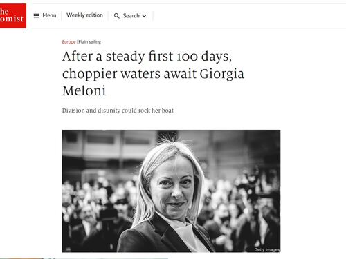 L'Economist elogia il governo Meloni ma gufa: "All'orizzonte..."