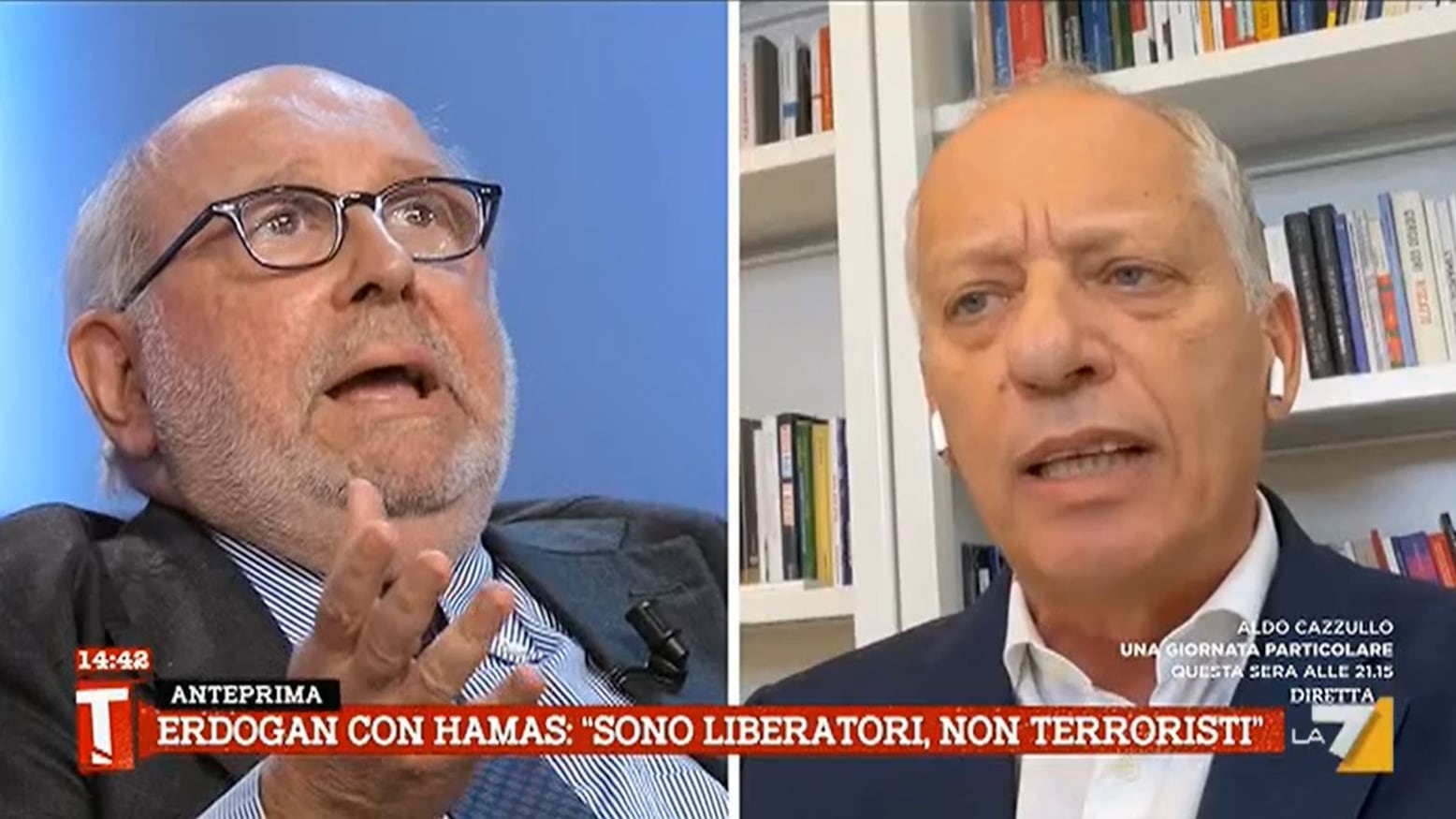 "Studia la storia", "Sei un pazzo". Lite tra Peter Gomez e Pierluigi Battista