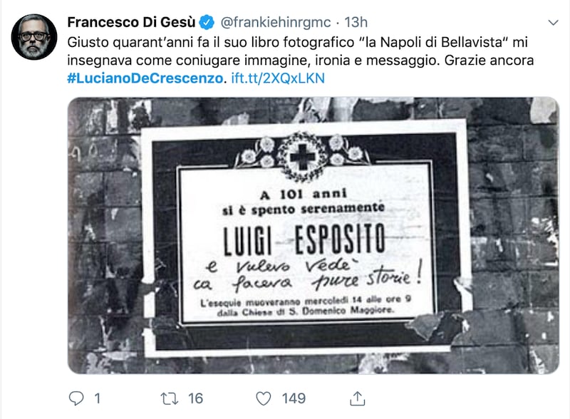 Luciano De Crescenzo, la vita e il cordoglio in foto 7